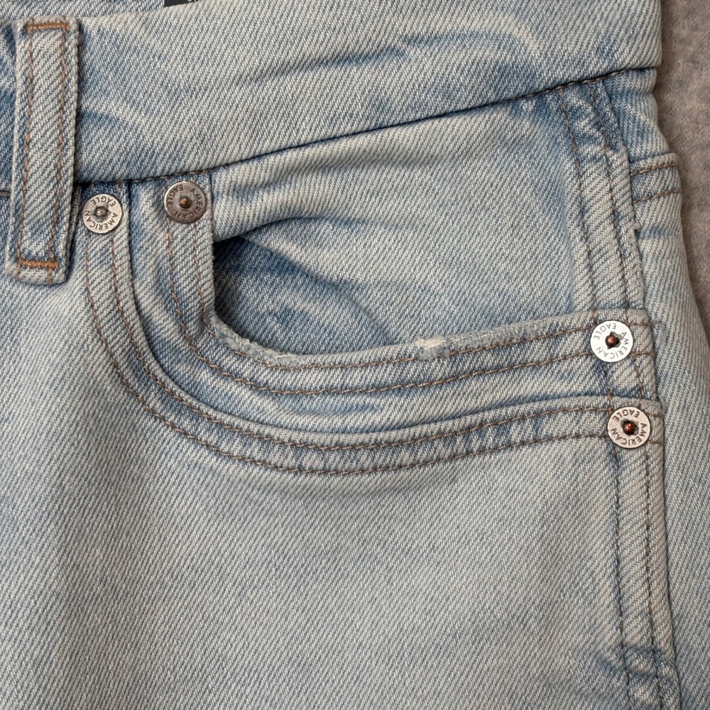 American Eagle‎ Women's 2 Short Blue Jeans Curvy Straight High Rise Acid Wash - Picture 7 of 8